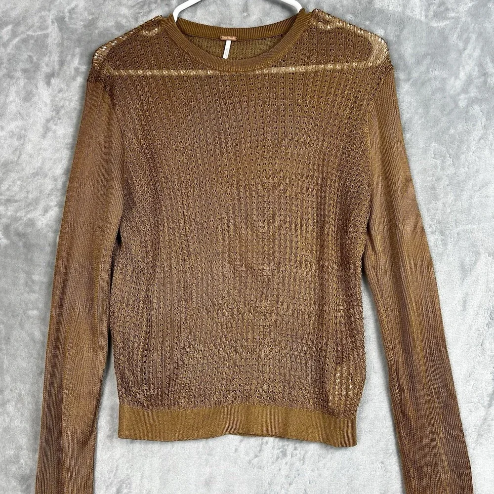 Free People Sweater‎ Women Tiger Eye H20 Crew Pullover Top  Large